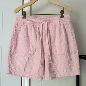 SAINTS STUDIO light pink cotton drawstring logo embroidered shorts